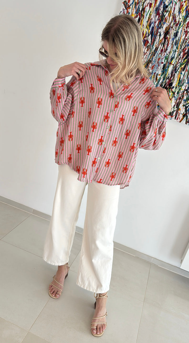 Musselinbluse - mit Print