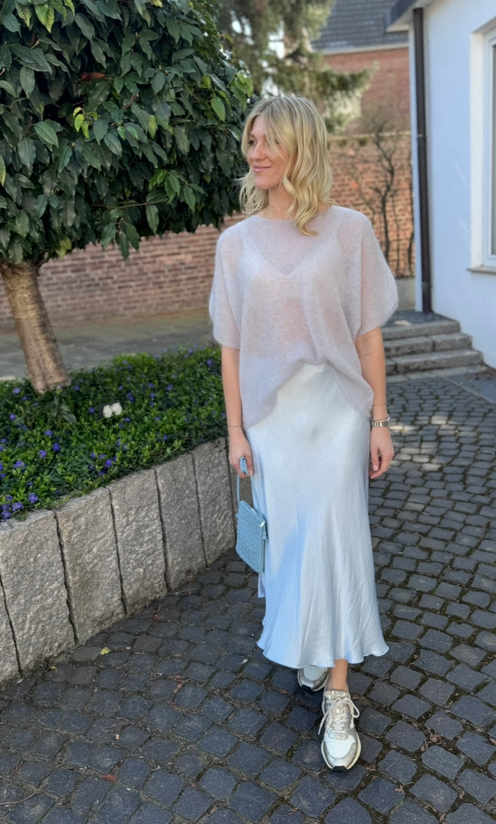 Dünnes Mohairshirt - Hellblau/Grau