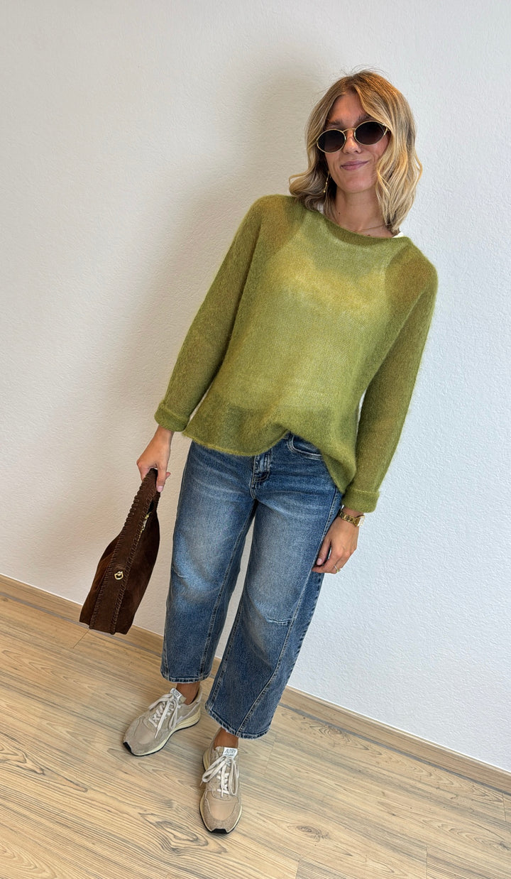 Dünner Mohairpullover - Grün