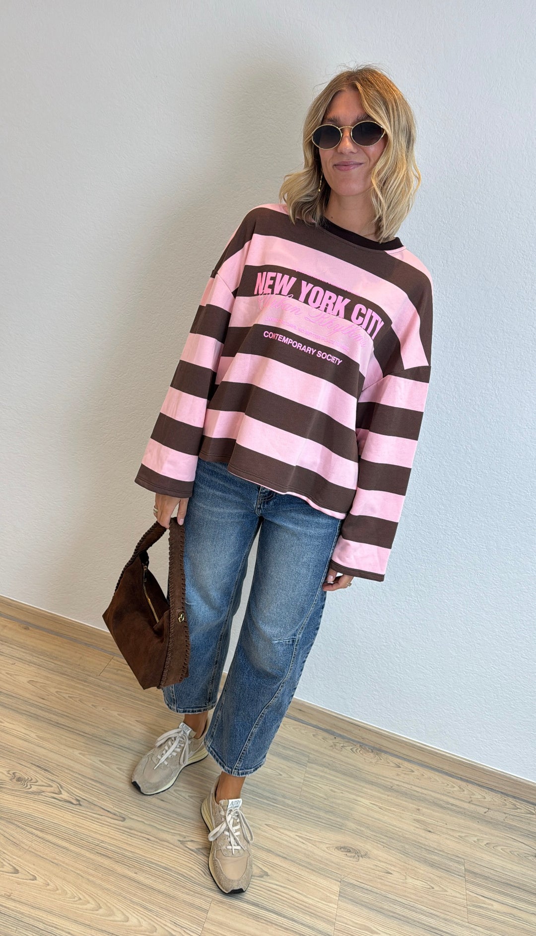 Gestreiftes Shirt - Braun/Rosa