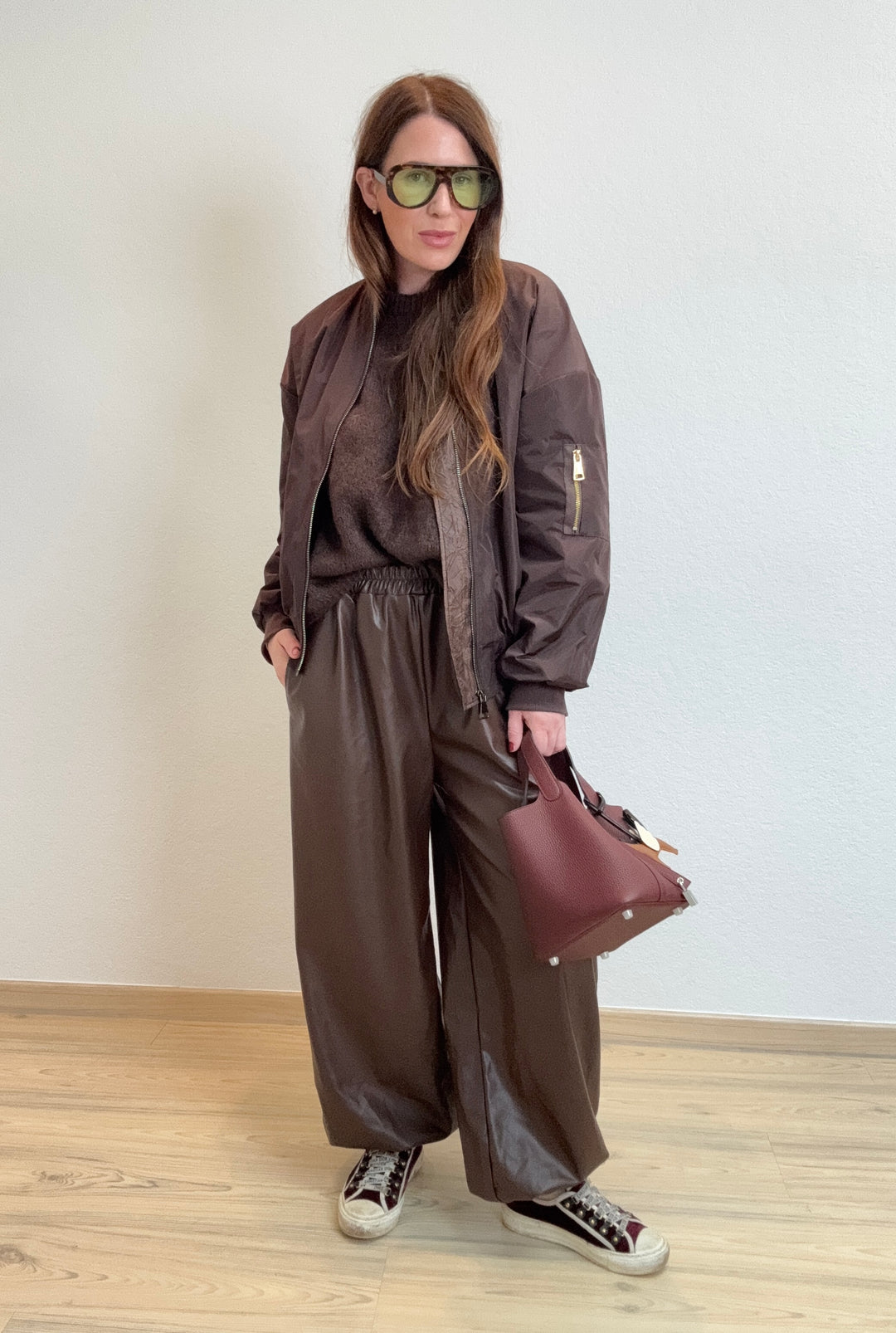 Vegane Lederjoggpant - Braun
