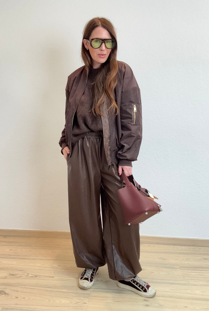 Vegane Lederjoggpant - Braun