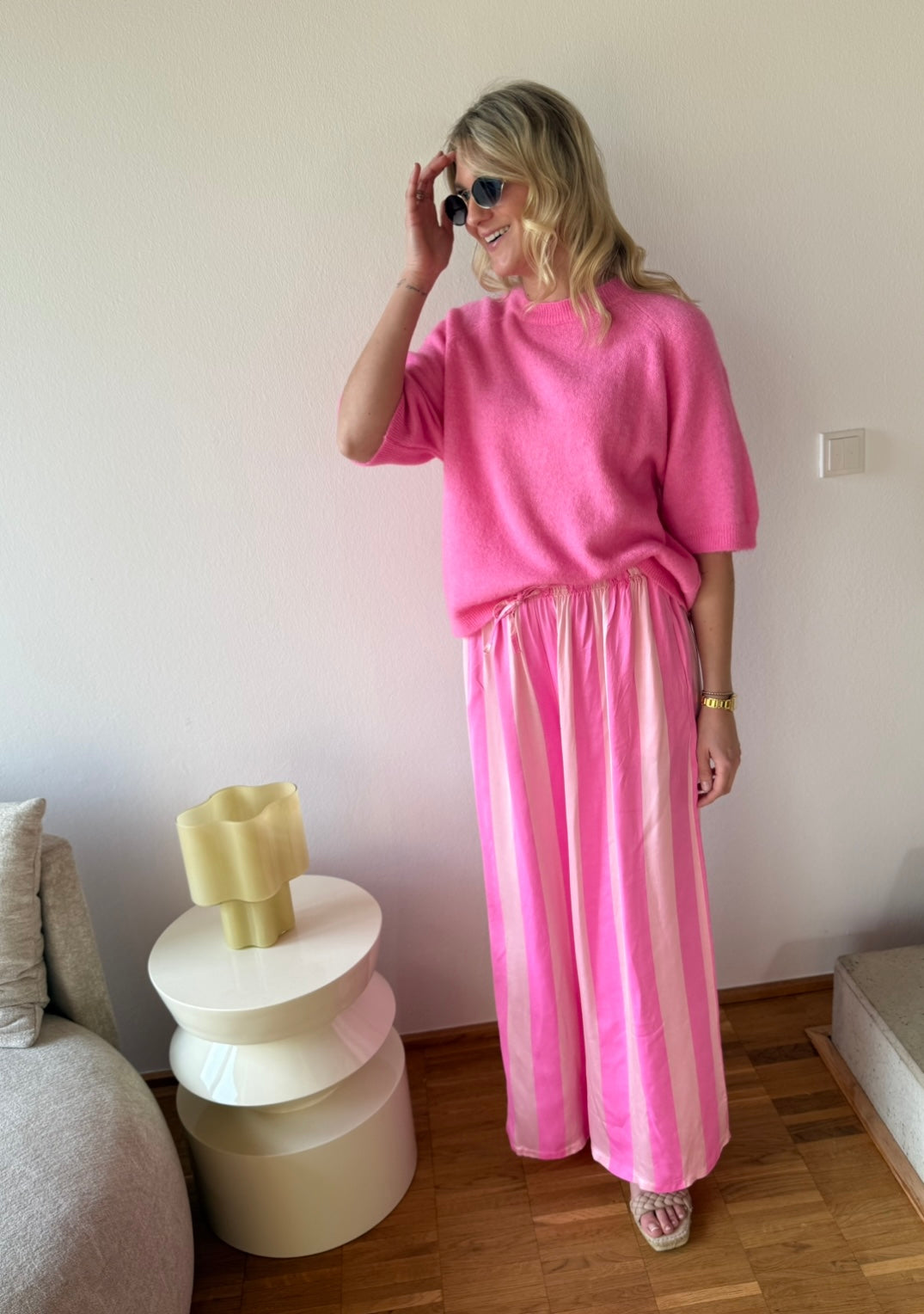 Hose mit breiten Streifen - Pink