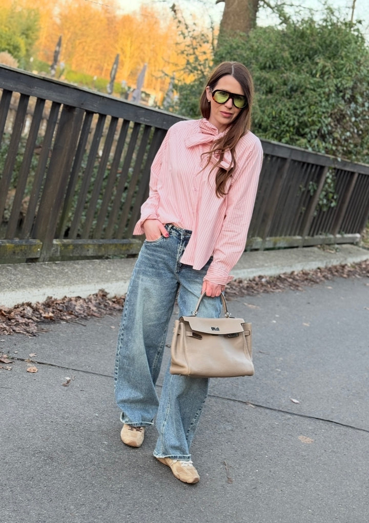 Bluse mit Schleife - Rosa