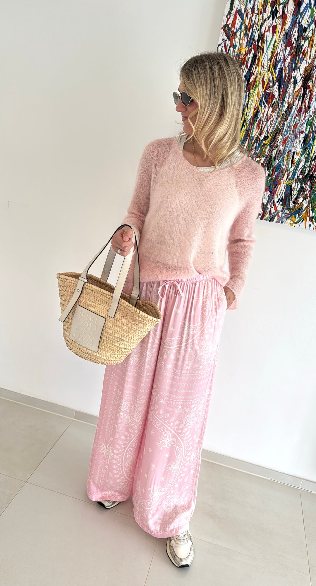 Hose mit Print - Rosa