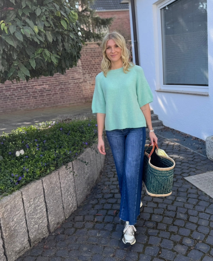Strickshirt mit Baby-Alpaka - Salbei
