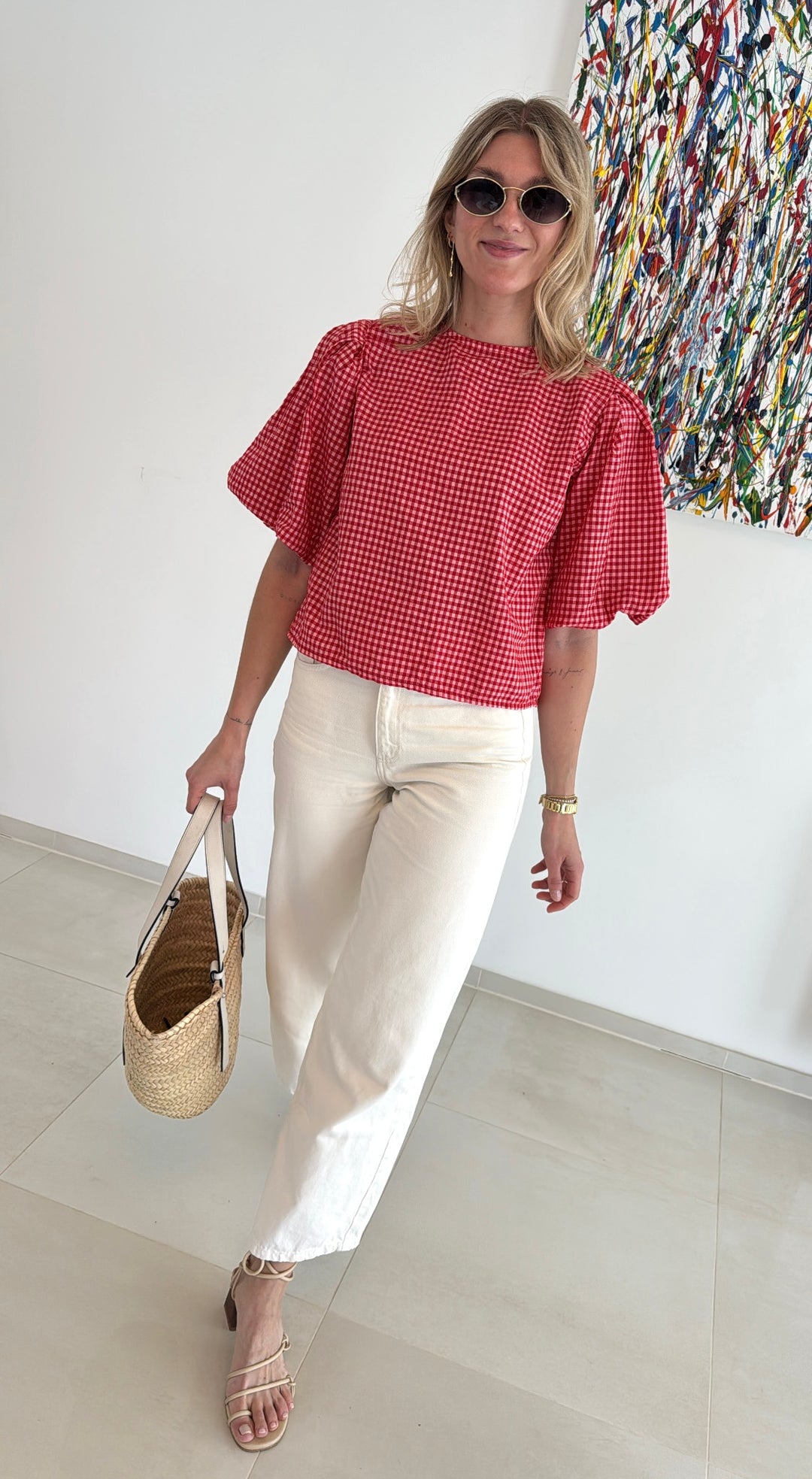 Bluse mit Ballonärmel - Rot