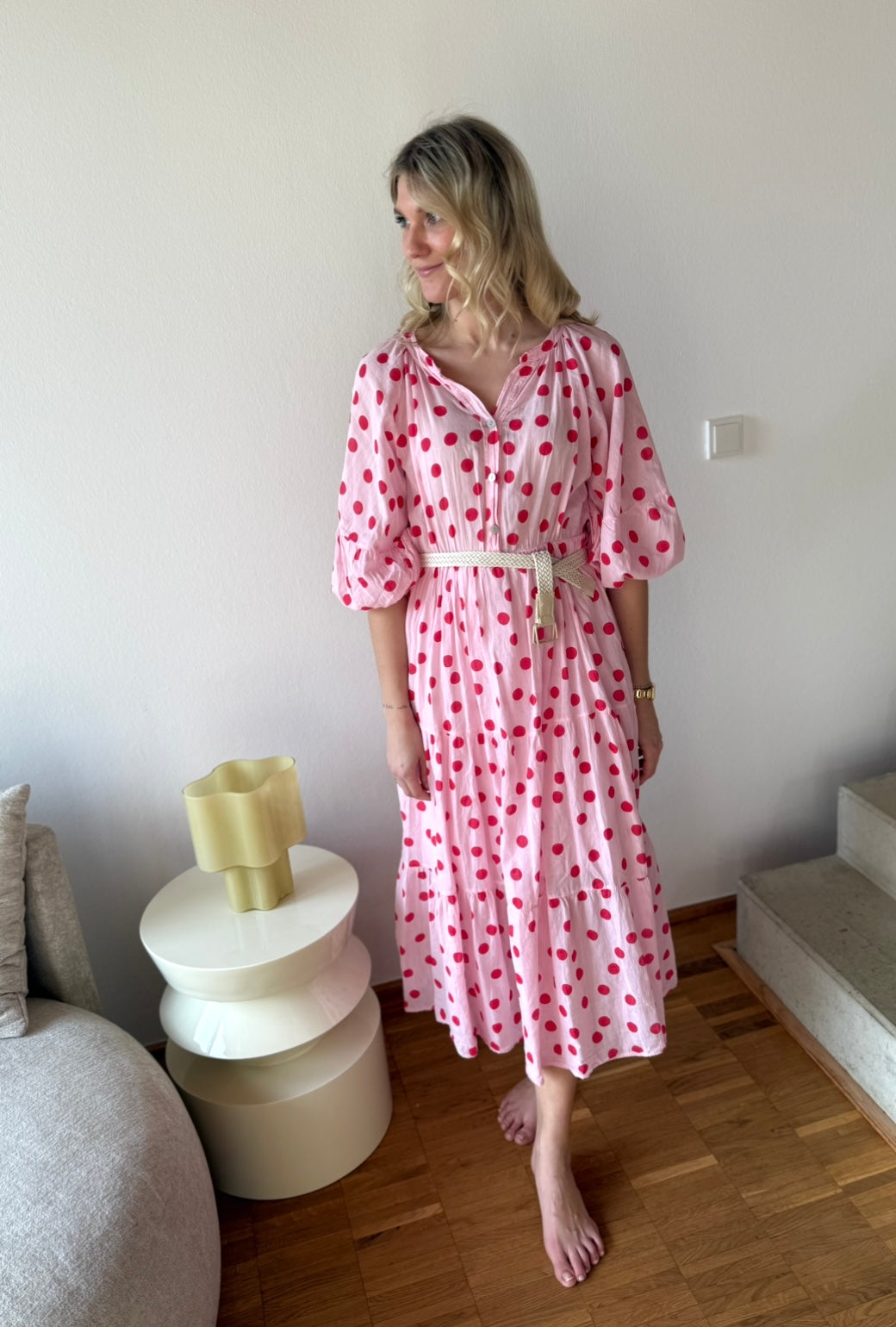 Kleid mit Punkten - Rosa