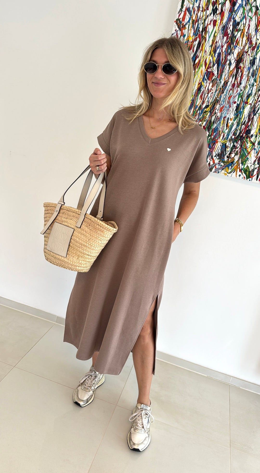 Kleid aus Baumwolle - Taupe