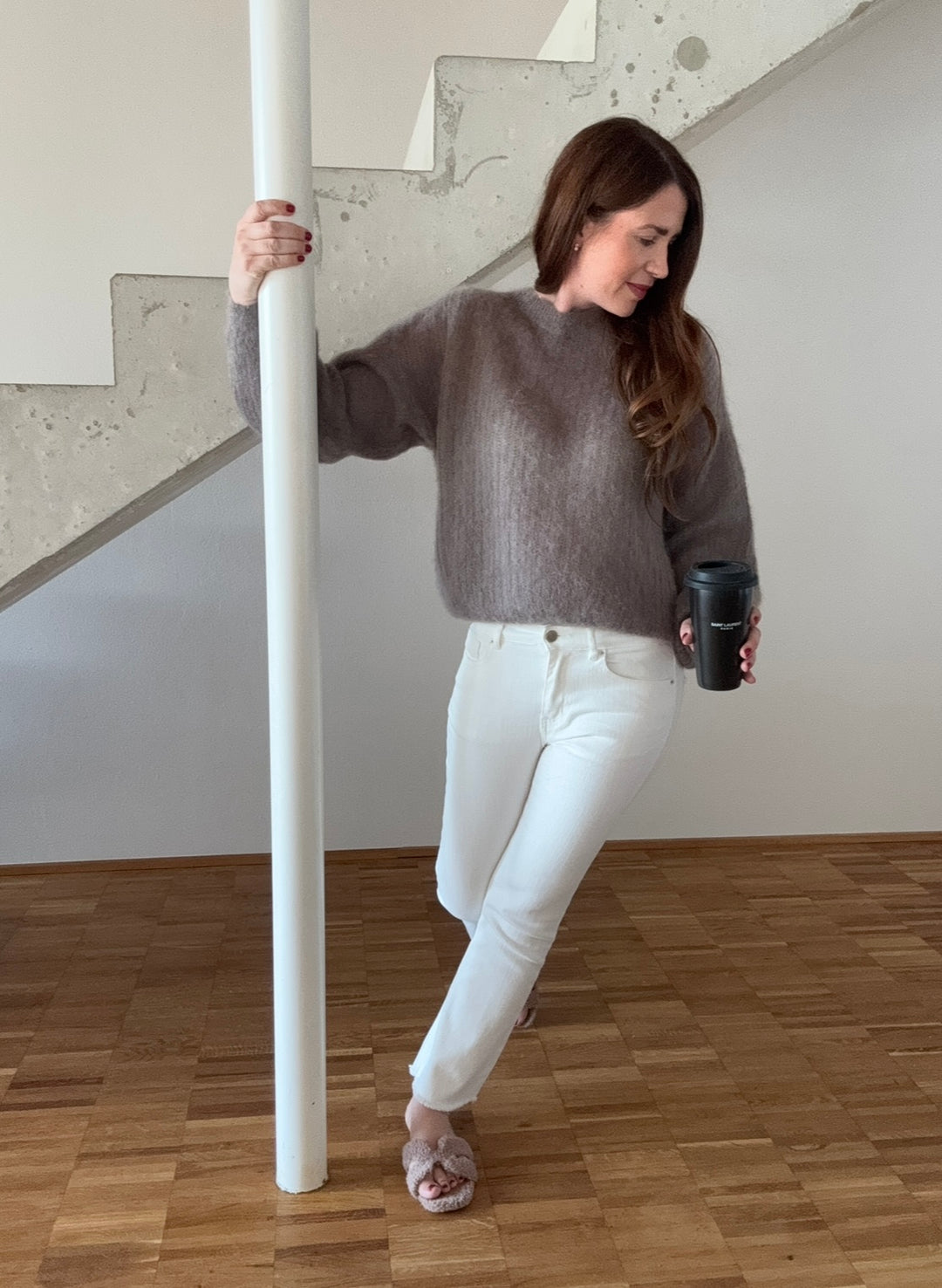 Mohair-Pullover - Taupe
