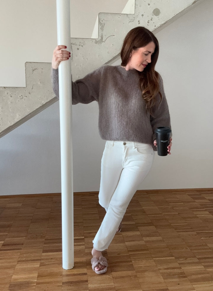 Mohair-Pullover - Taupe