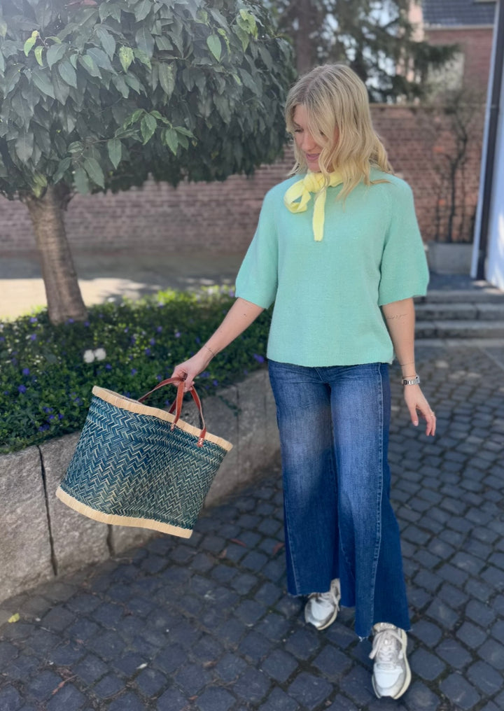 Strickshirt mit Baby-Alpaka - Salbei