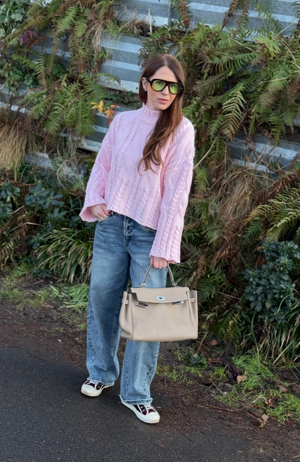 Grobstrickpullover - Rosa