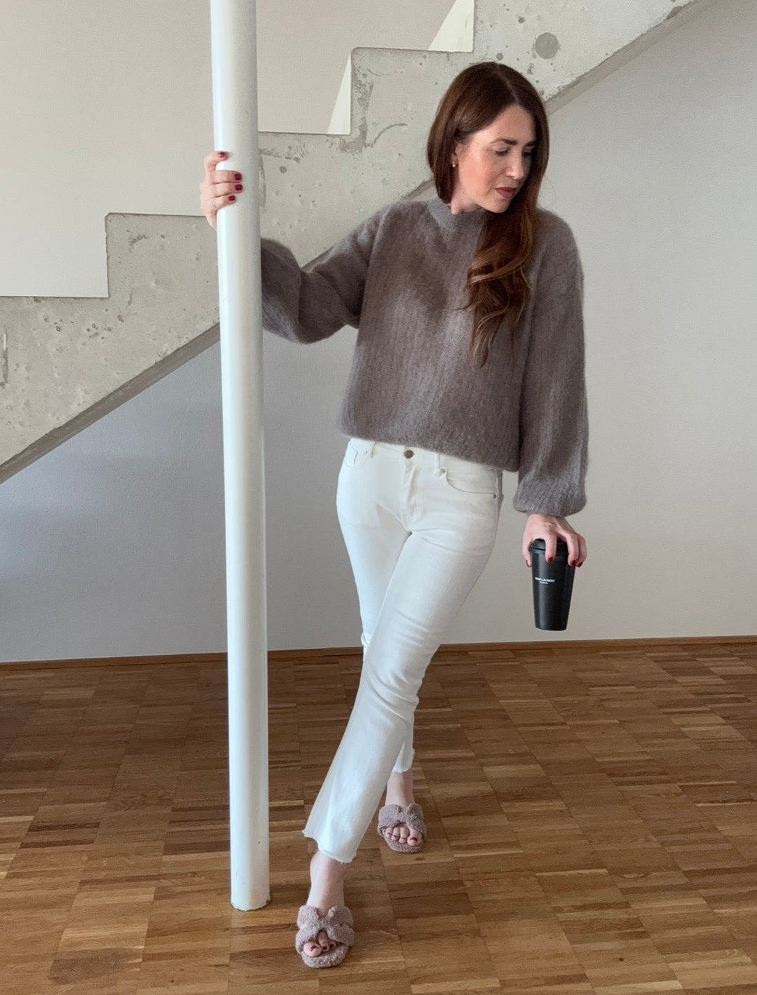 Mohair-Pullover - Taupe