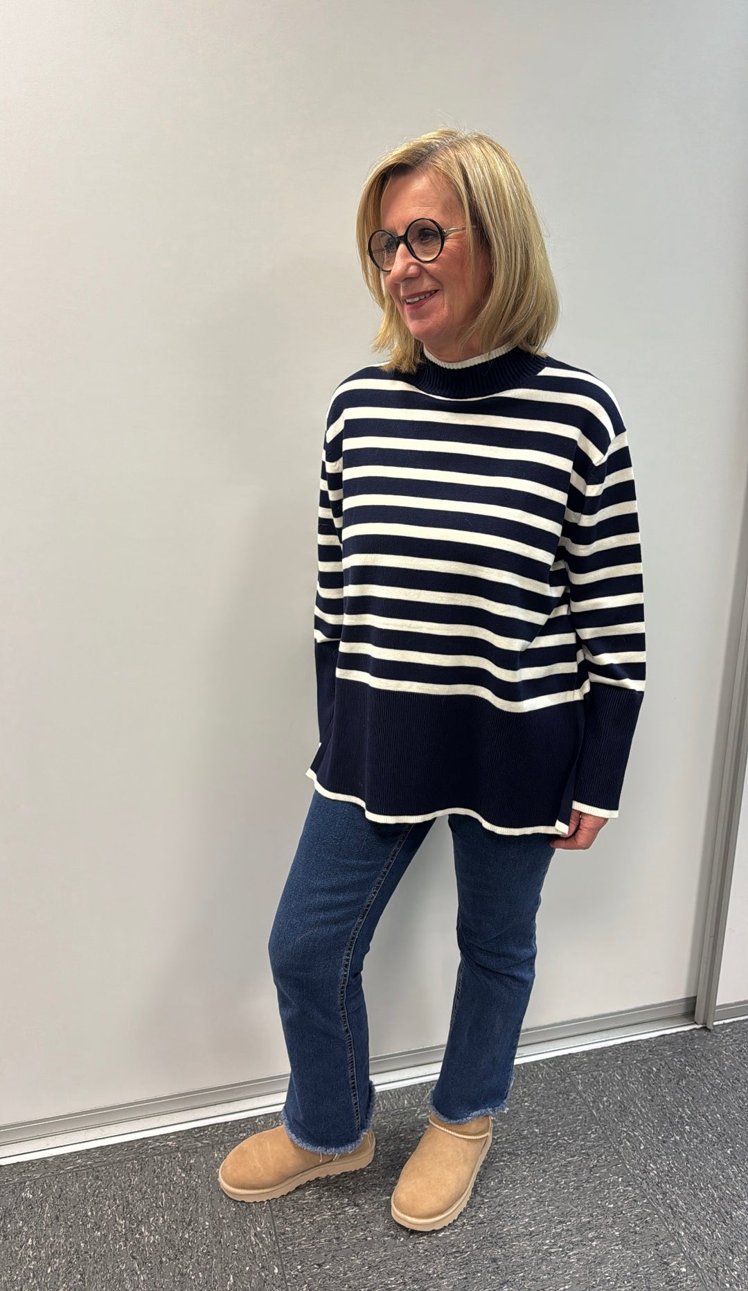 Pullover mit Streifen - Navy