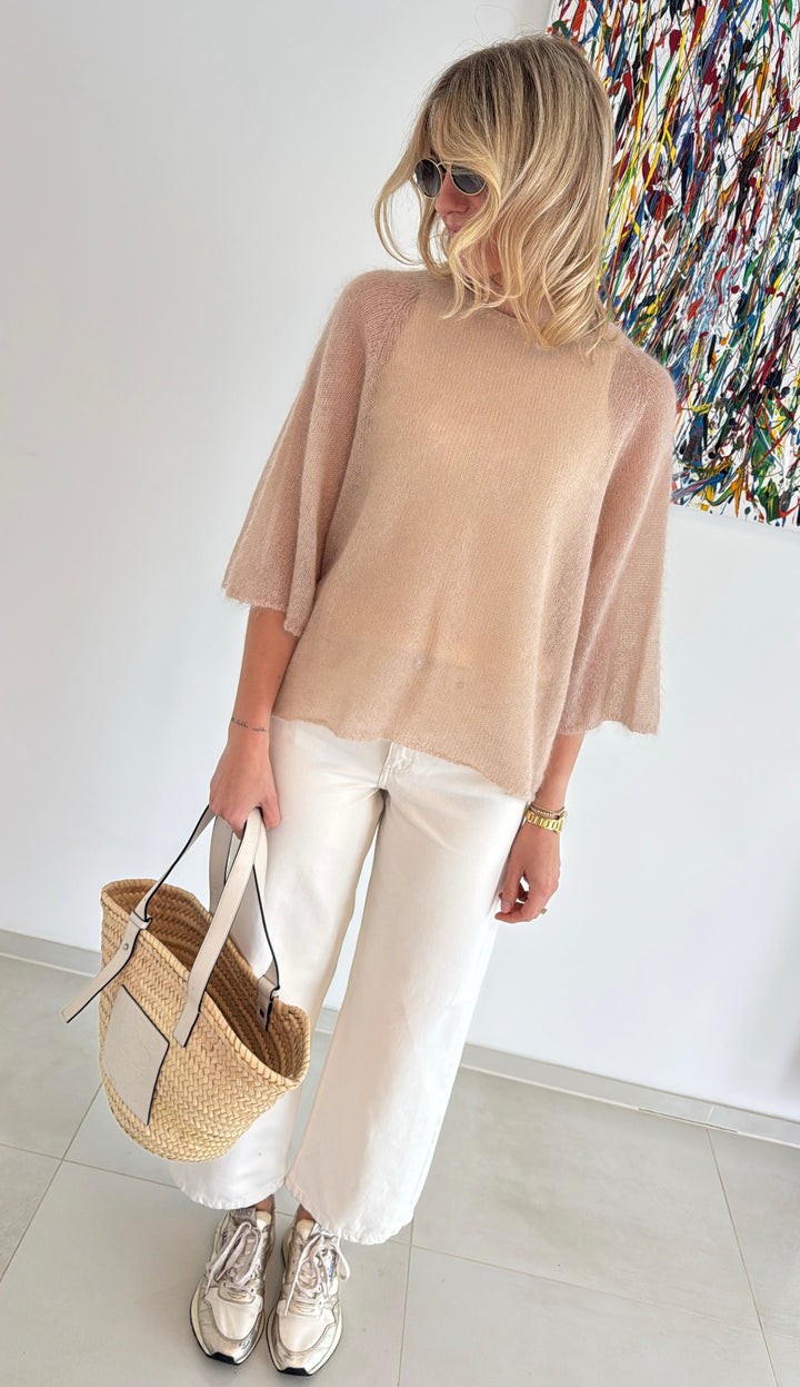 Dünnes Mohair-Shirt - Beige