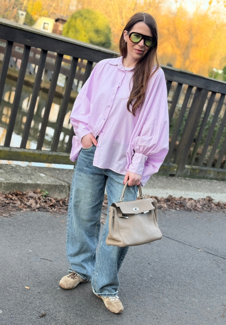 Luftige Oversize-Bluse - Flieder