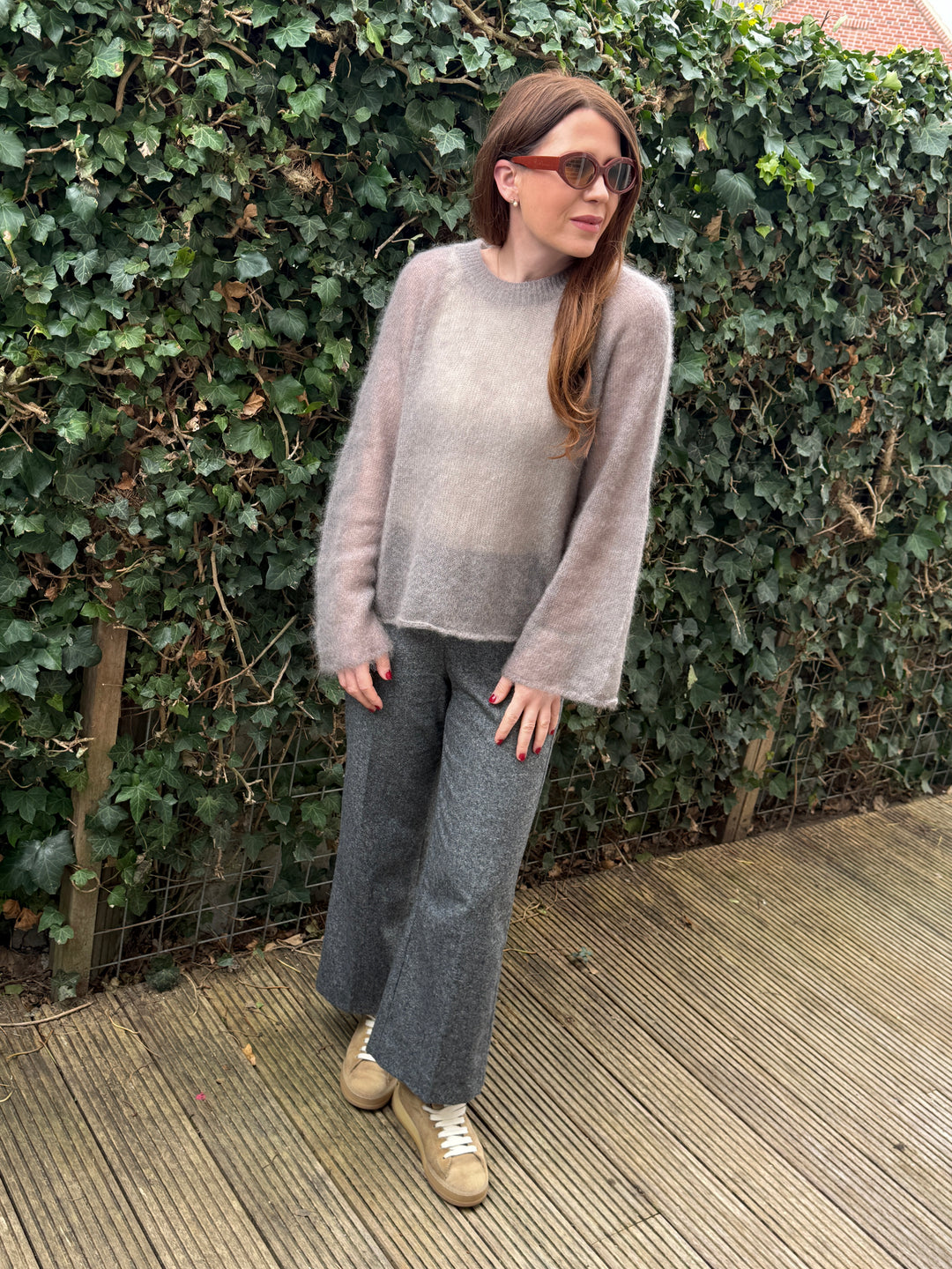 Dünner Mohairpullover - Taupe
