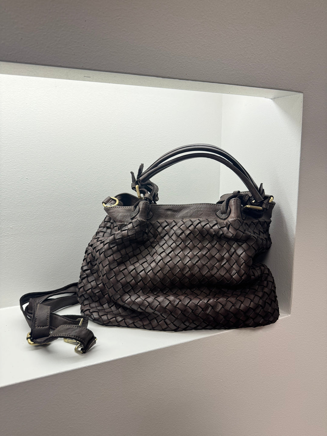 Tasche aus Leder - Braun