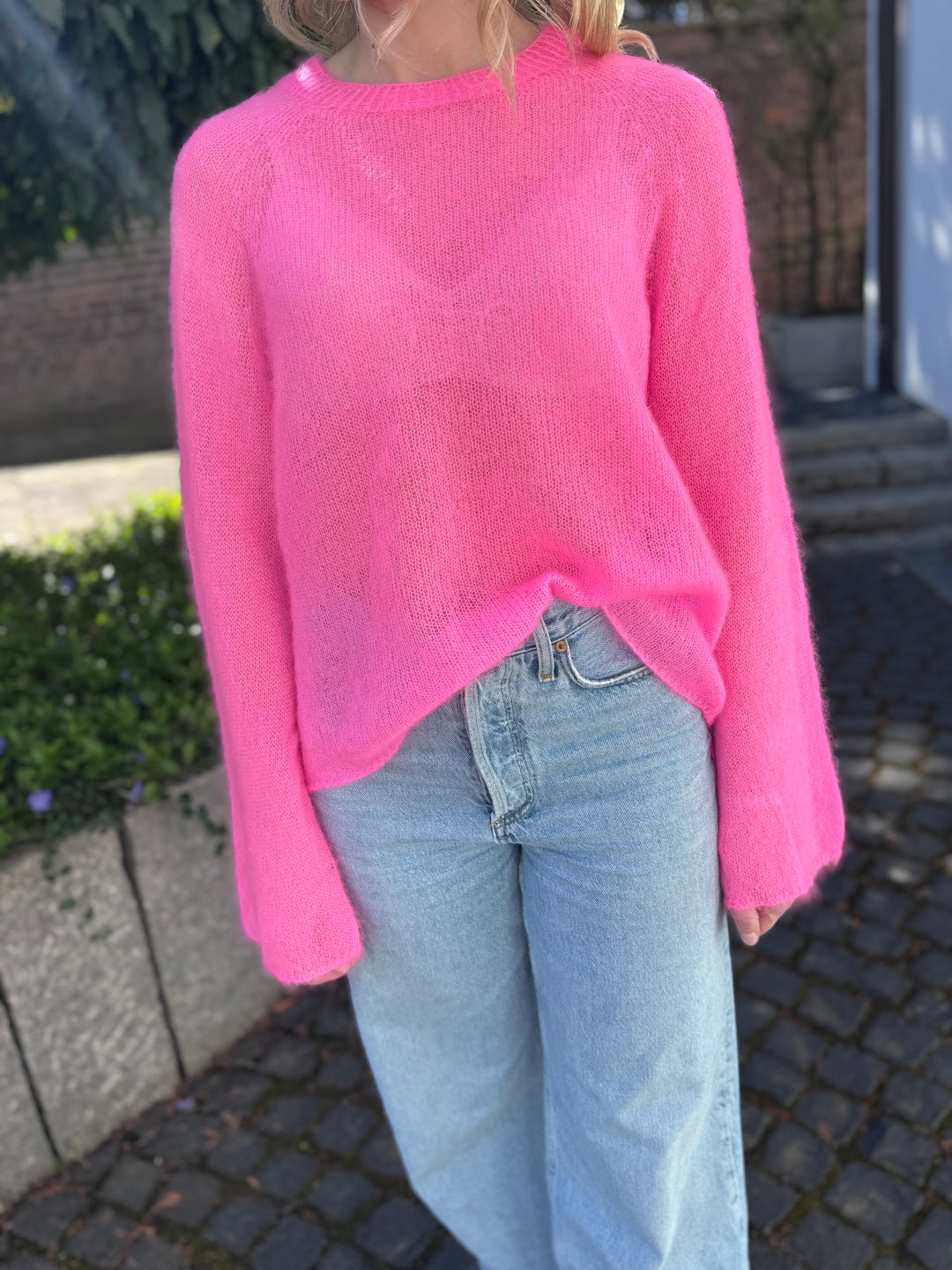 Dünner Mohairpullover -  Pink