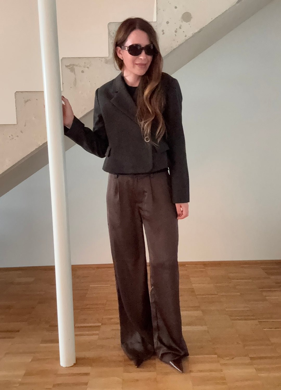 Satinhose - Schokobraun