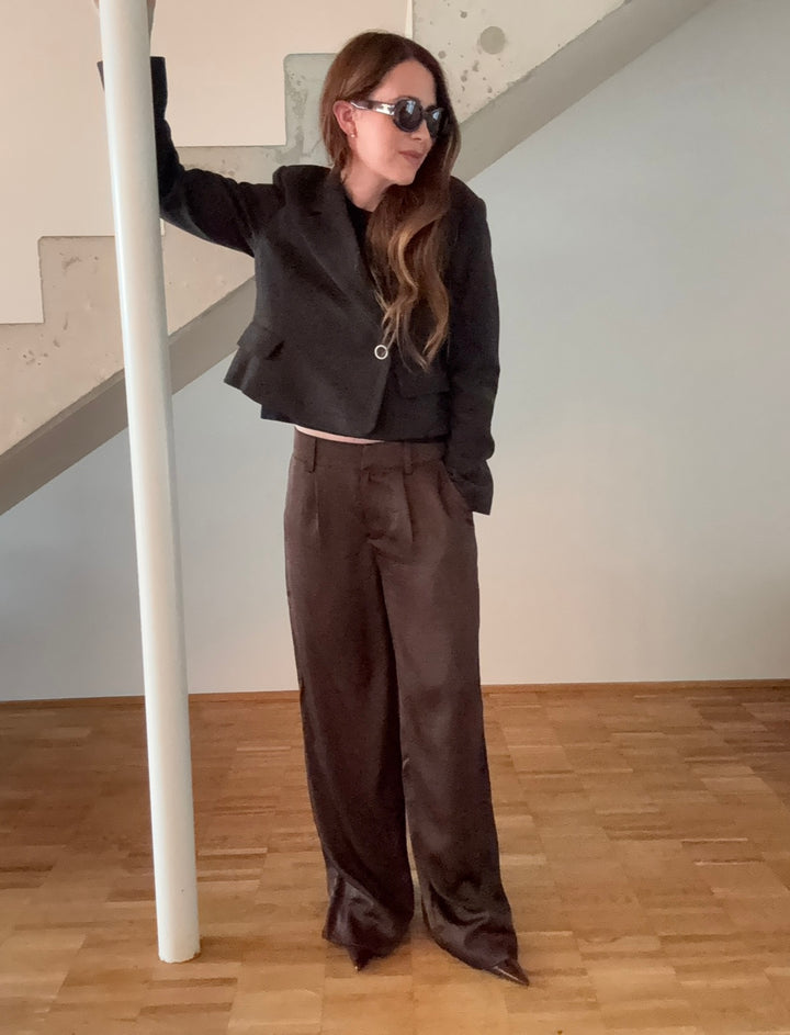 Satinhose - Schokobraun