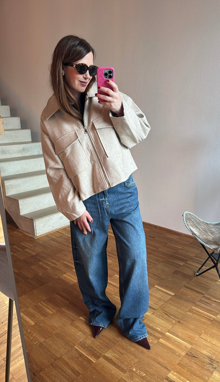 Wollmix-Jacke - Creme