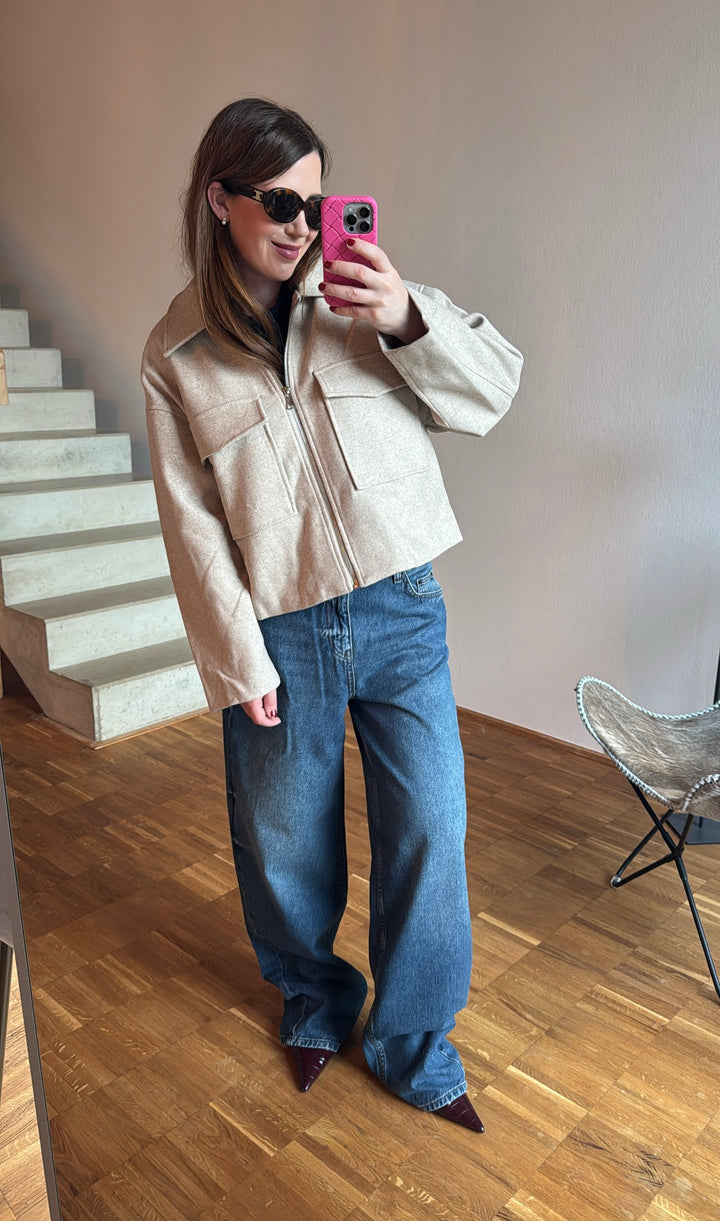 Wollmix-Jacke - Creme