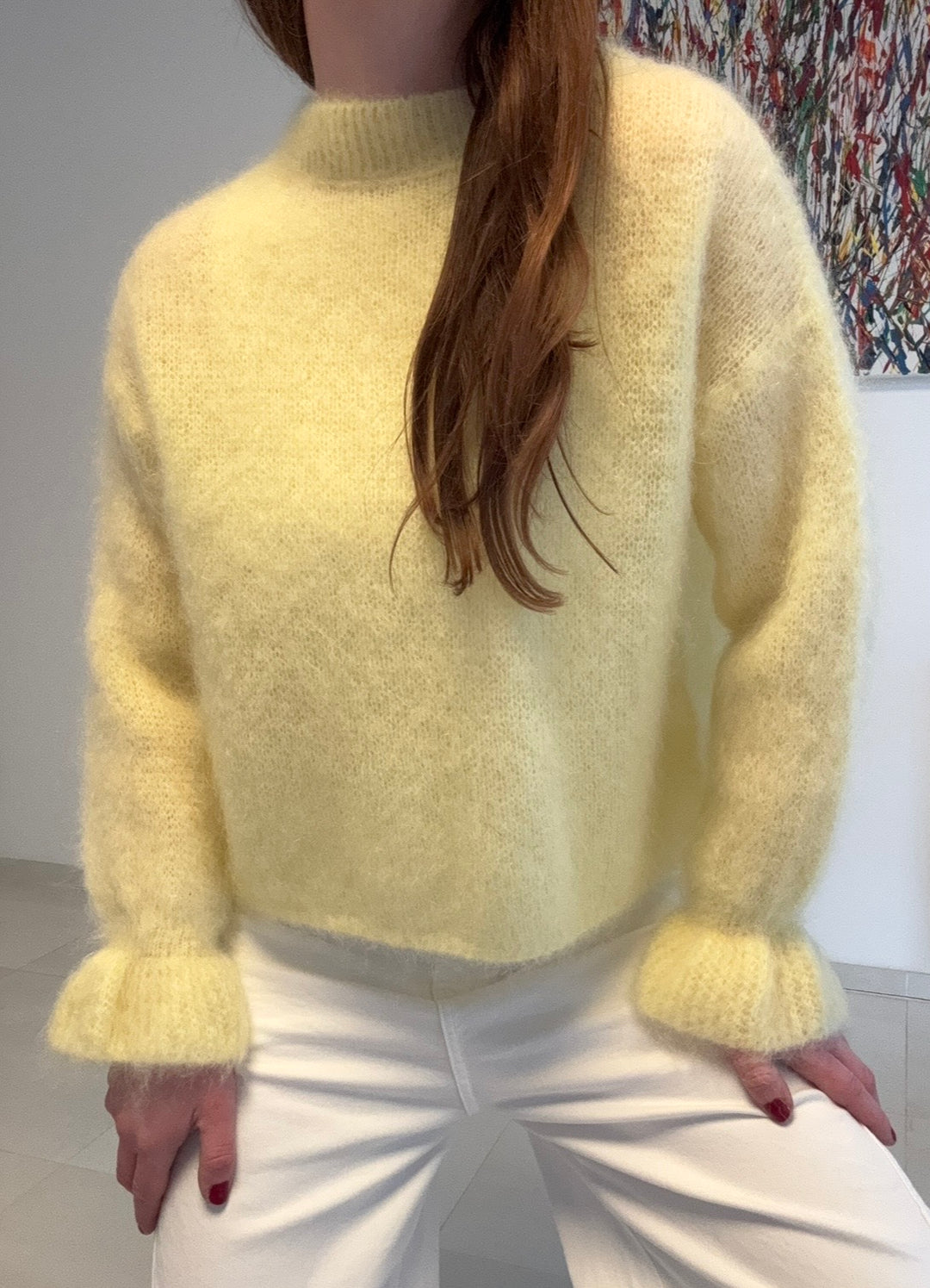 Verspileter Mohairpullover - Gelb