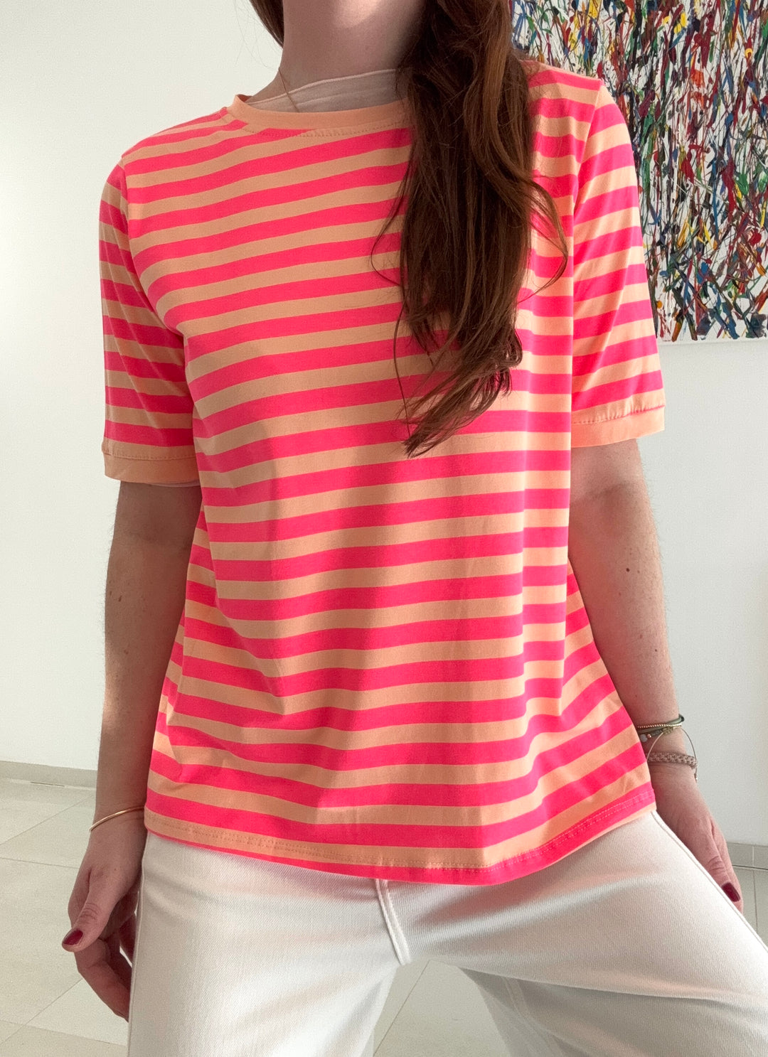 T-Shirt gestreift - Pink