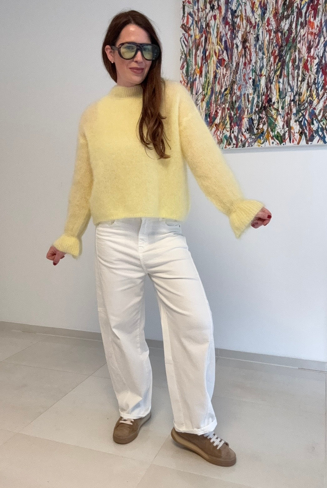 Verspileter Mohairpullover - Gelb