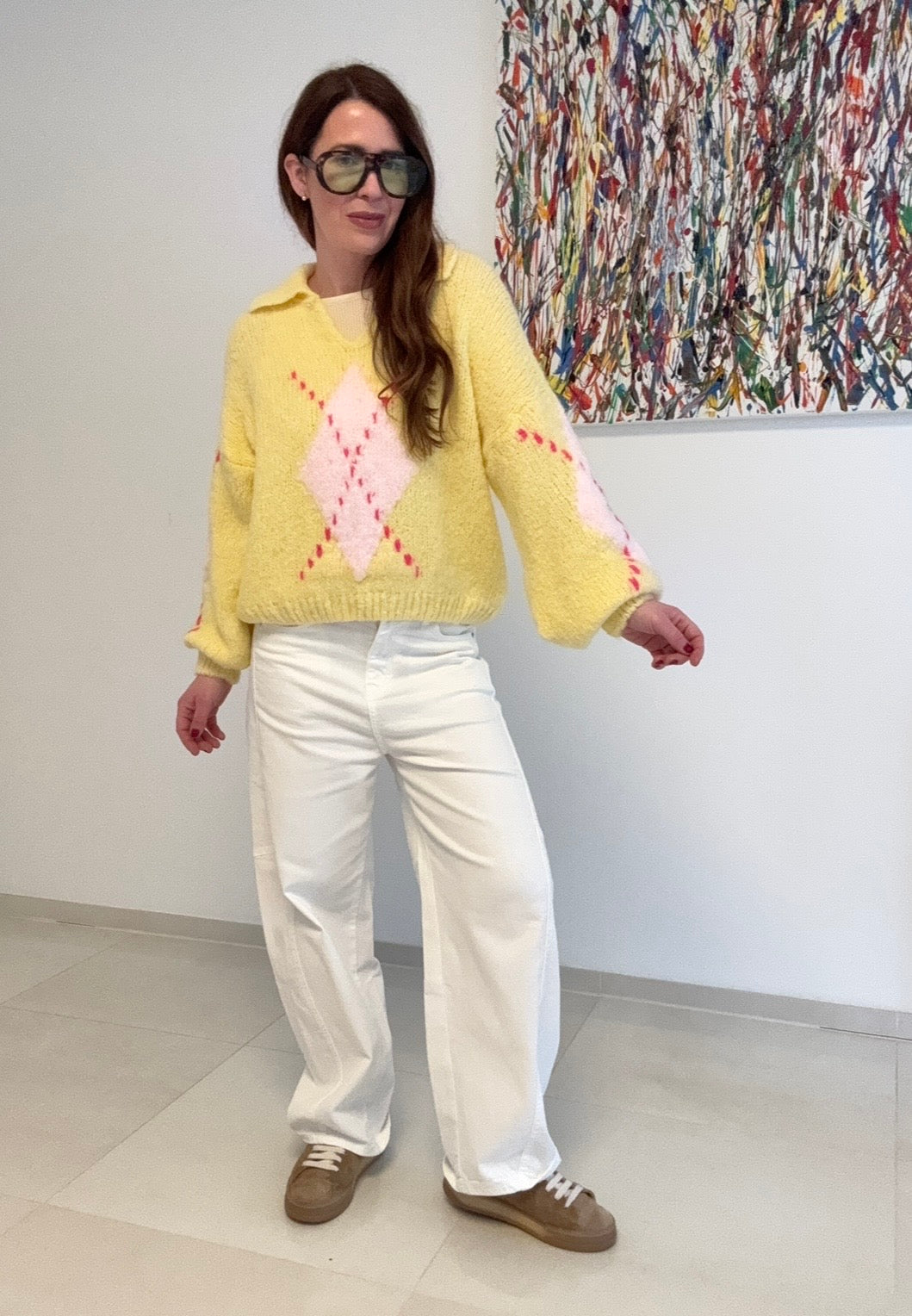 Pullover mit Rauten - Gelb