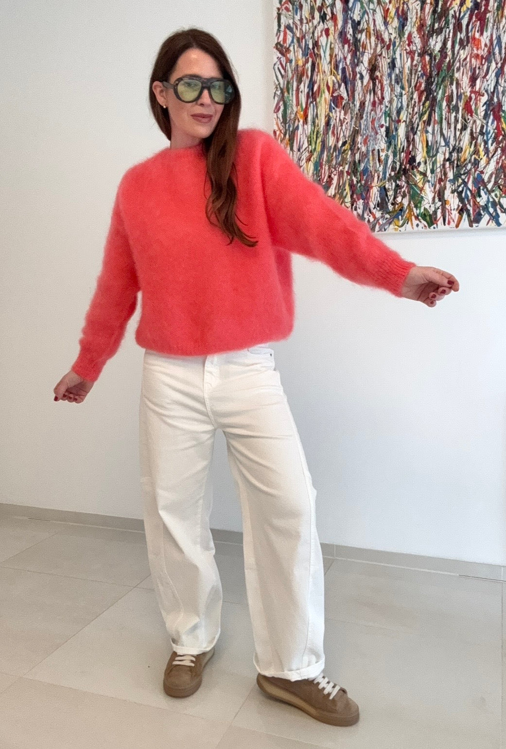 Mohairpullover - Rot/Orange