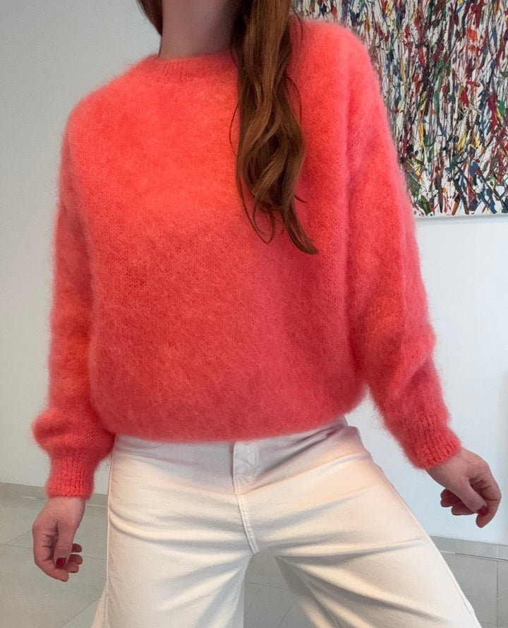 Mohairpullover - Rot/Orange