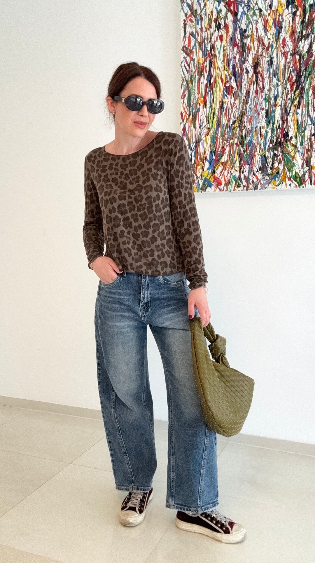 Dünnes Shirt mit Print - Braun