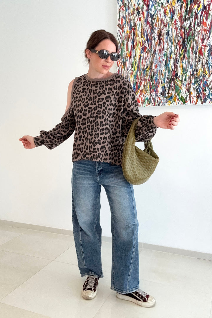 Sweater mit Cut-out - Taupe
