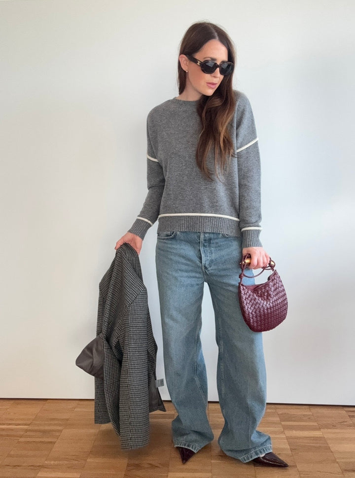 Pullover mit Streifen - Grau