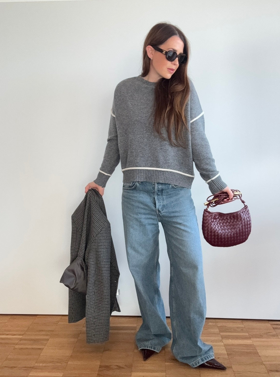 Pullover mit Streifen - Grau