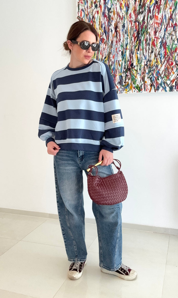 Gestreifter Sweater - Blau