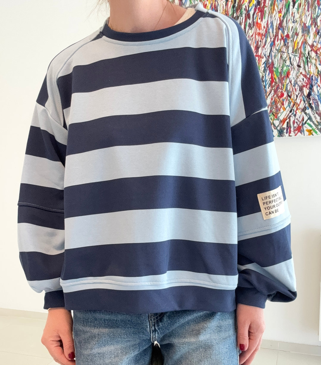 Gestreifter Sweater - Blau