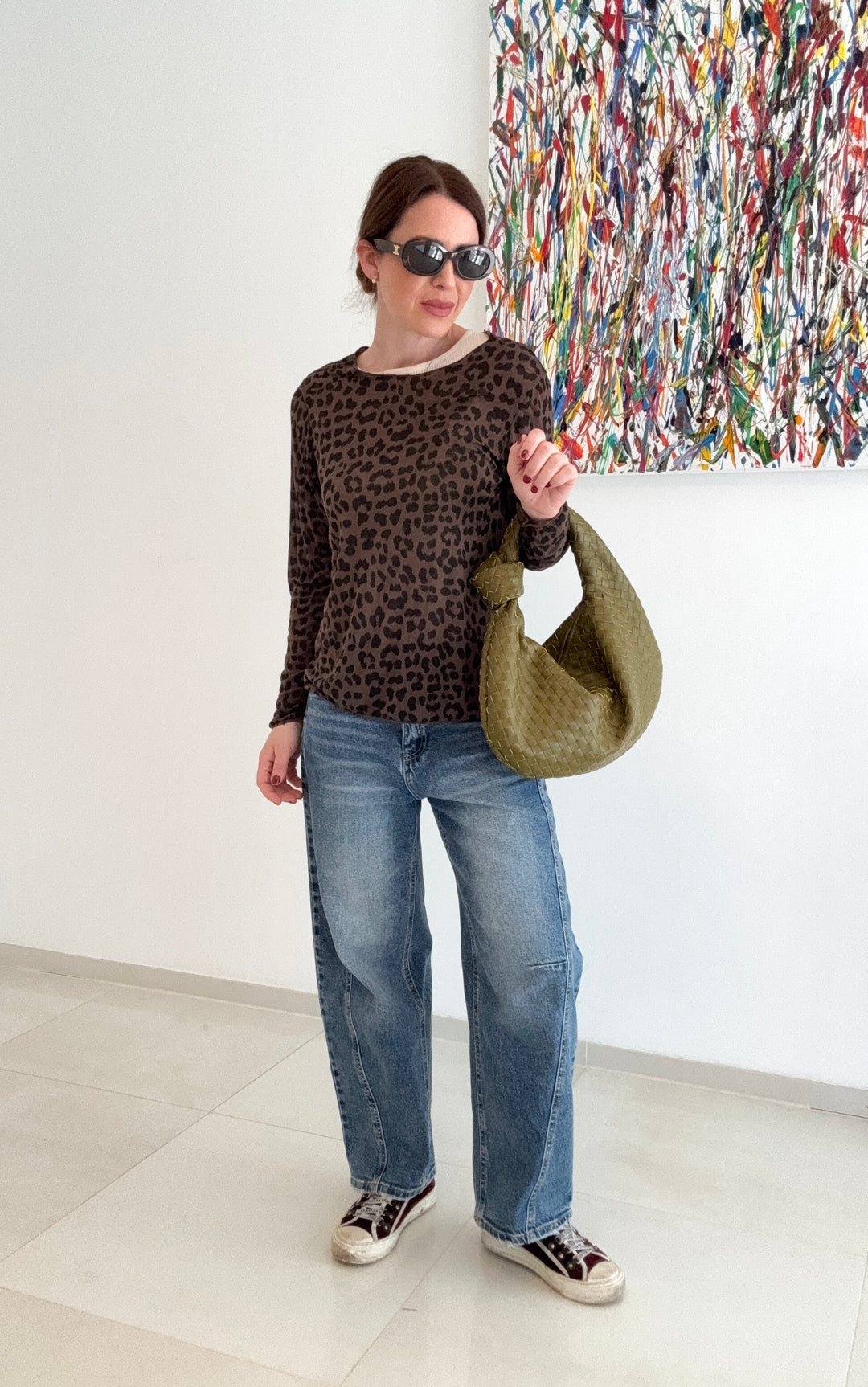 Shirt mit Print - Dunkelbraun