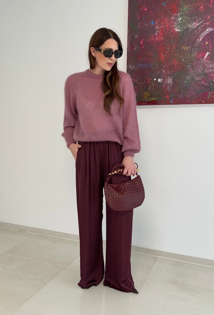 Dünner Mohair-Pullover - Beere