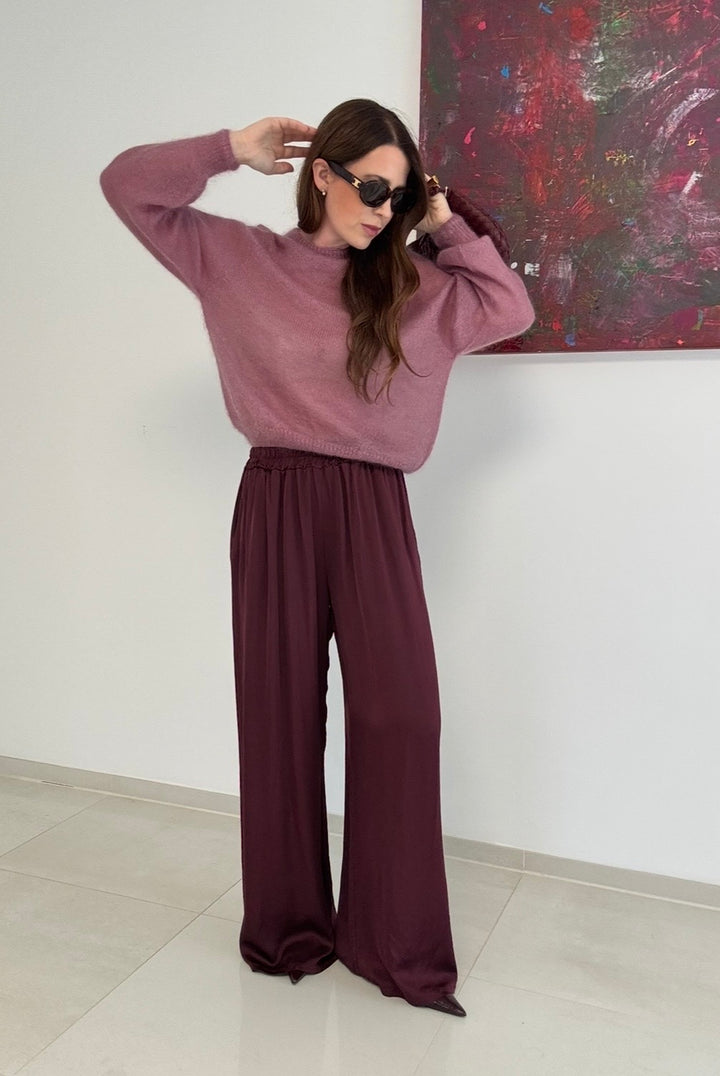 Dünner Mohair-Pullover - Beere