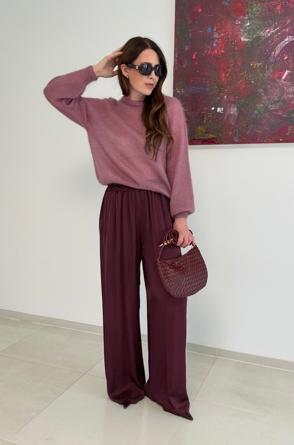 Dünner Mohair-Pullover - Beere
