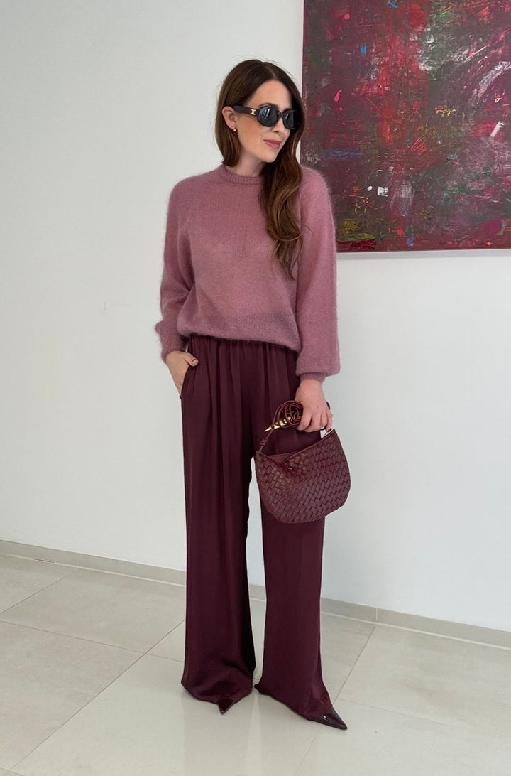 Dünner Mohair-Pullover - Beere