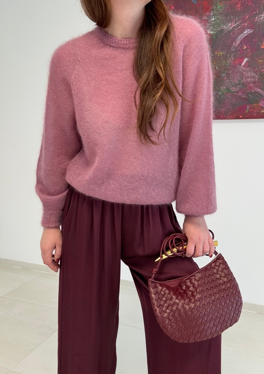 Dünner Mohair-Pullover - Beere