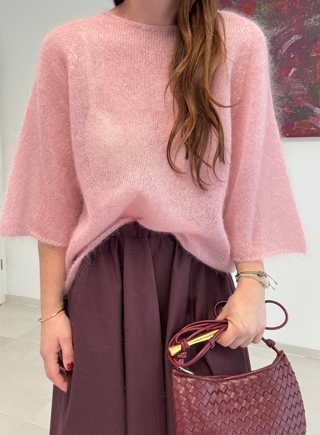 Dünnes Mohair-Shirt - Rosa