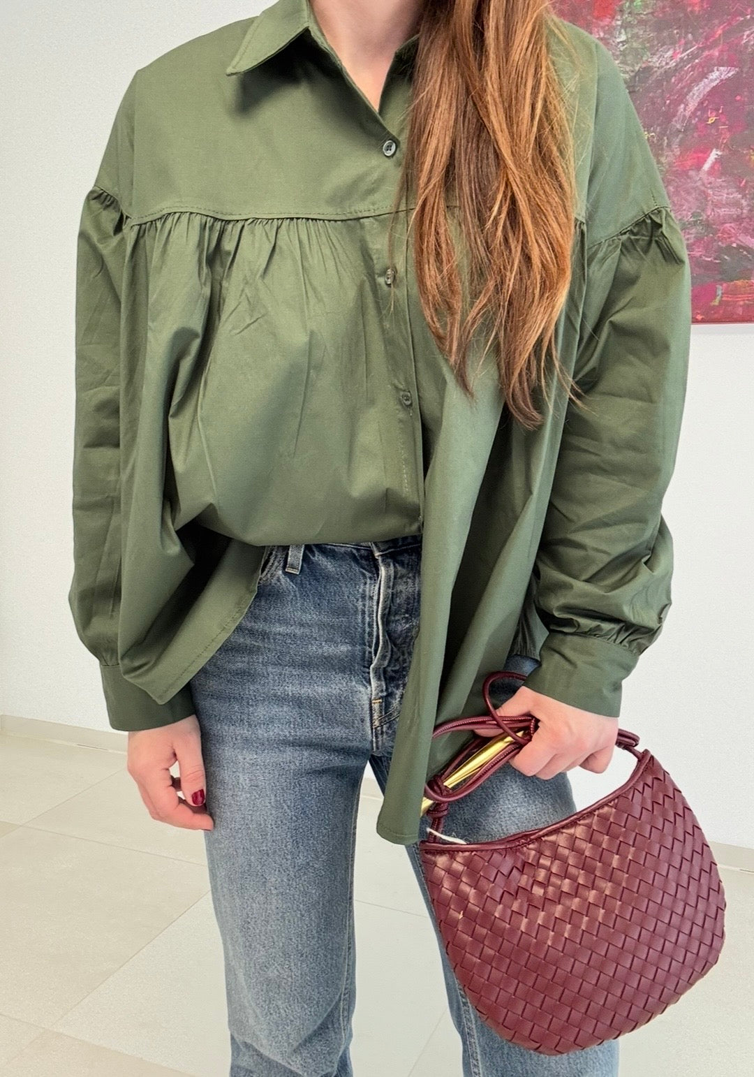Oversize-Bluse - Grün