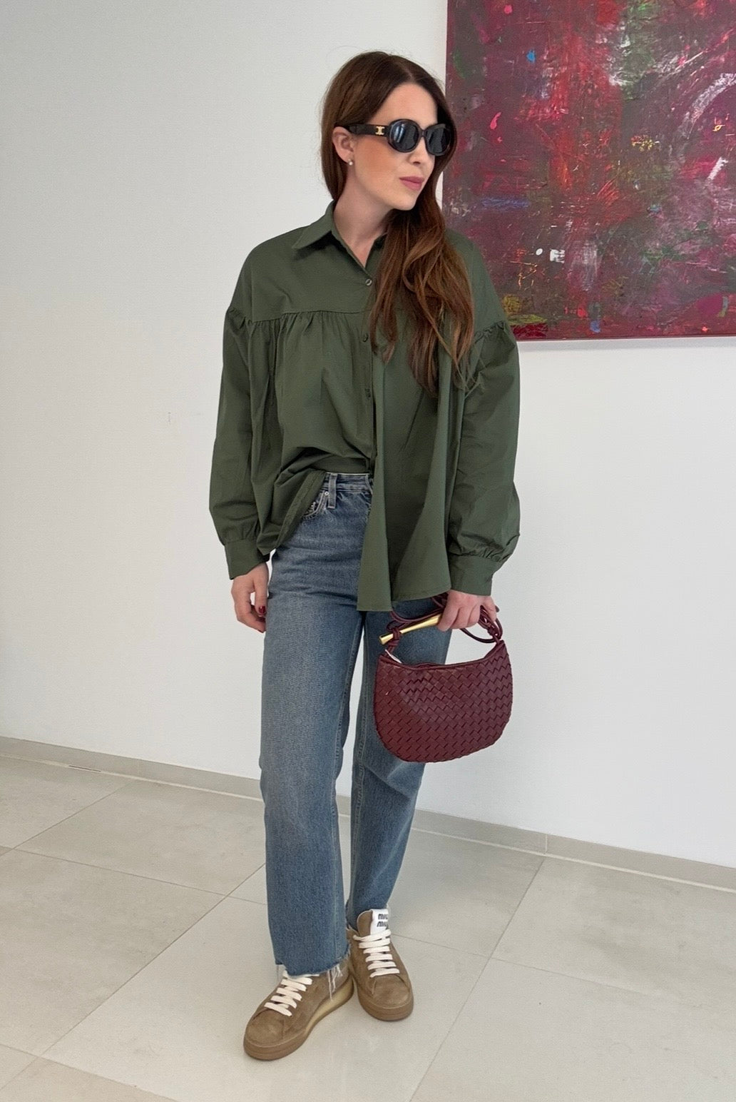 Oversize-Bluse - Grün