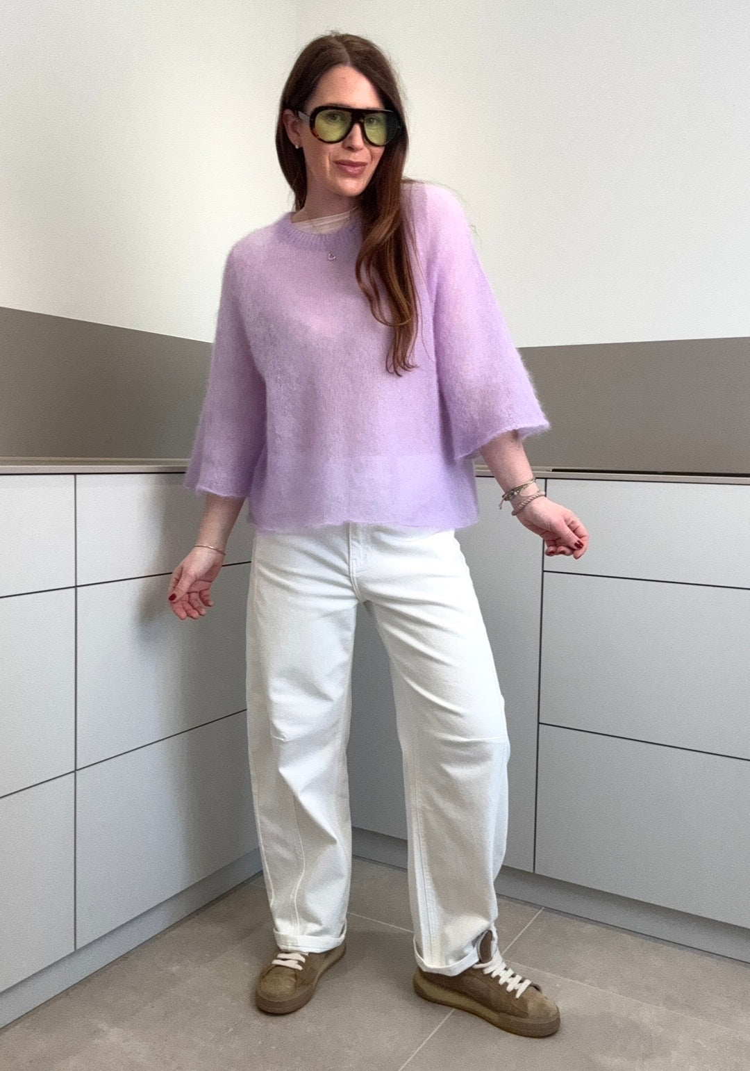 Dünnes Mohair-Shirt - Flieder